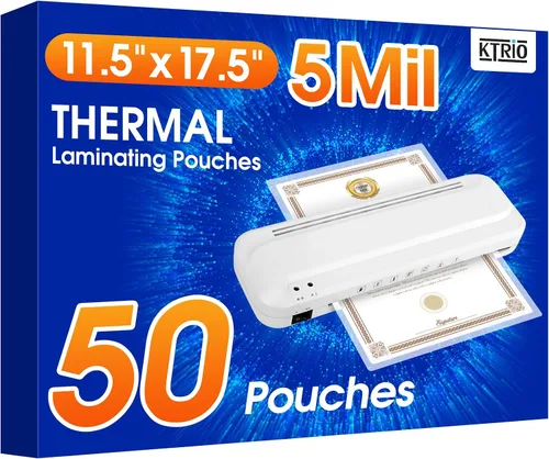 Miniatura 11 de KTRIO Paquete de 25 hojas de laminación, capacidad para hojas de 11 x 17 pulgadas, bolsas de laminación térmica de 5 mil, hojas laminadas de 11.5 x