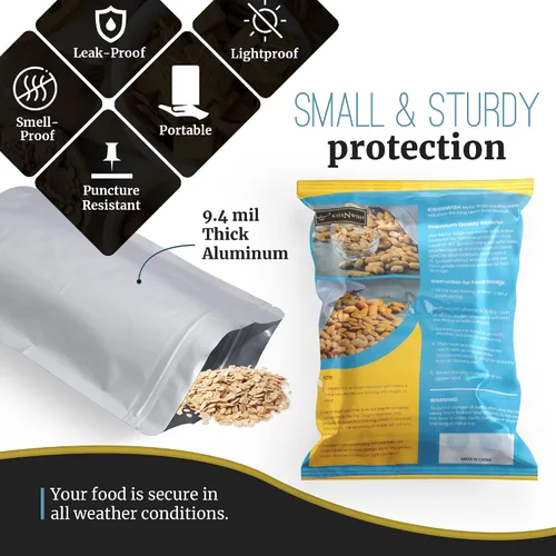 Miniatura 4 de 50 bolsas de Mylar para almacenamiento de alimentos, bolsas de Mylar de 0.5 y 1 galón con absorbentes de oxígeno de 400 cc - 9.4 mil extra gruesas