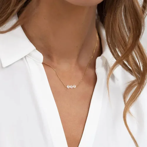 Miniatura 3 de VRIUA Pearl Necklaces for Women 14k Gold Plated Dainty Pearl Necklace Simple Gold Pearl Necklace Everyday Minimalist Necklaces for Women