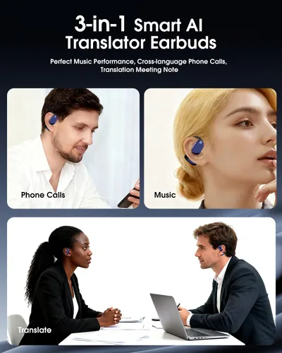 Miniatura 6 de AI Translator - Auriculares inalámbricos Bluetooth - Traducción de 164 idiomas sin necesidad de suscripción, llamadas de audio y video, intérprete
