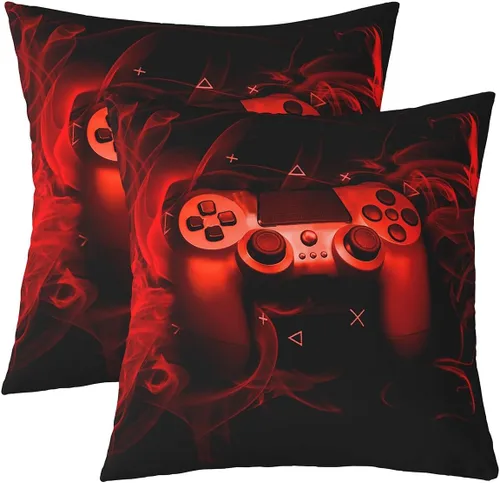 Miniatura 10 de Juego de 2 fundas de almohada con estampado de consola de videojuegos, para el hogar, sala de estar, notas temáticas musicales reversibles