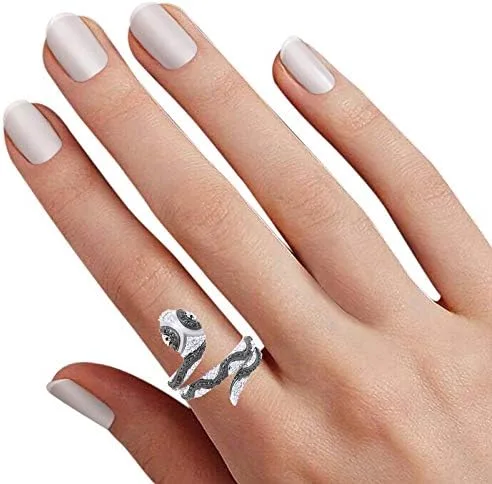 Miniatura 8 de Jewel Zone US Anillo de compromiso y boda con diamantes naturales en blanco y negro (0,07 quilates)