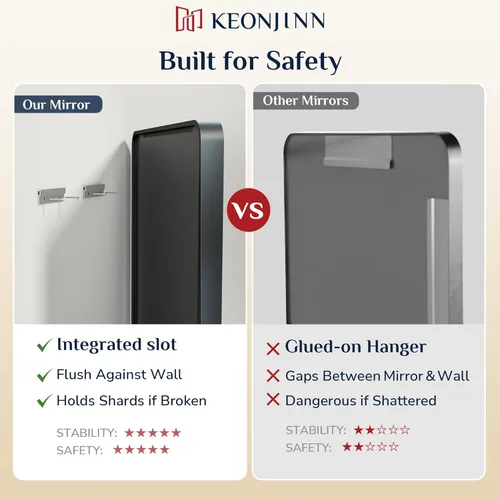 Miniatura 9 de Keonjinn Espejos de baño negros para sobre el fregadero, espejos cuadrados grandes de 36 x 36 pulgadas para pared, espejo rectangular redondeado