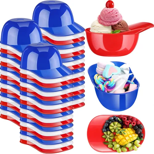 Miniatura 13 de Baderke Cuencos para gorra de béisbol de postre de helado, tazón de 8 onzas, mini tazones para casco, vasos de plástico para suministros de fiesta