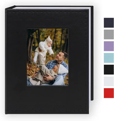 Miniatura 17 de Álbum de fotos pequeño de 4 x 6 pulgadas, paquete de 2 libros de fotos de cuero, cada mini álbum de 26 páginas tiene capacidad para 52 fotos, Rojo