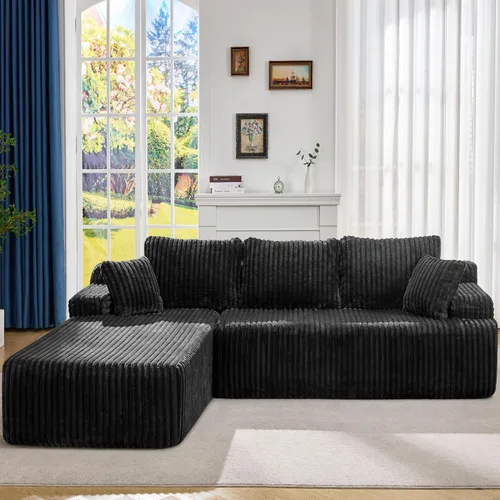 Miniatura 32 de Hobestluk Sofá modular modular sin hueso, sofá en forma de L, sofá modular de 3 asientos, sofá modular de espuma viscoelástica para muebles de sala