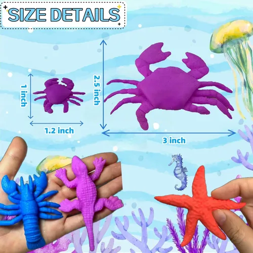 Miniatura 3 de Criaturas marinas que crecen en el agua, paquete de 50 animales marinos, recuerdos envueltos individualmente, juguete de animales expandibles