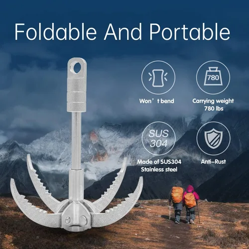 Miniatura 5 de Material fuerte y duradero, amplia gama de usos al aire libre, garras plegables para un fácil agarre, compacto y apto para viajes, cuerda de nailon