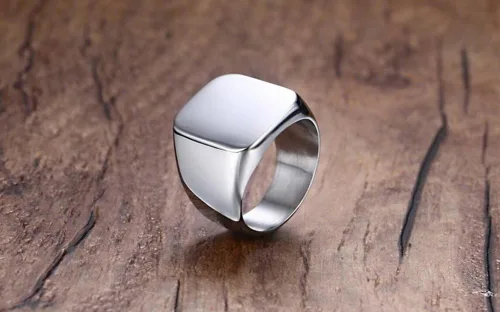 Miniatura 2 de Anillo de motero enhong, sello, anillo de acero pulido sólido, para hombre, ideal como regalo, tamaño de 17-38cm, color oro, negro o plata