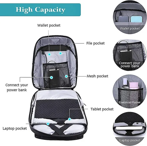 Miniatura 5 de Mochila para laptop con pantalla programable, mochila LED para laptop con control de aplicación, bolsa LED impermeable, viajes, mochila