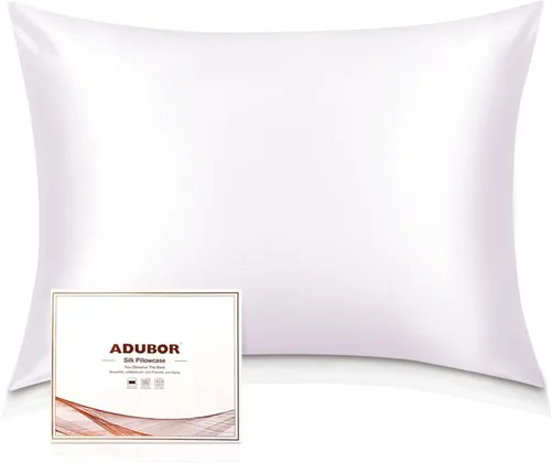 Miniatura 27 de Adubor Funda de almohada 100% de seda, fundas de almohada de seda de morera, 22 fibras de grado Momme 6A, funda de almohada de seda para la salud