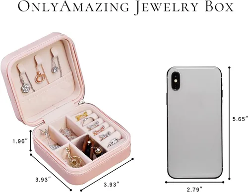 Miniatura 6 de onlyamazing Organizador de viaje de joyería, estuche portátil para joyas para collares, aretes, anillos, colgantes, caja de almacenamiento
