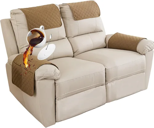 Miniatura 36 de Funda para Reposabrazos de Sofá, Funda para Reposacabezas de Silla Reclinable, Funda de Sillón con Bolsillos, Protector de Muebles Acolchado Beige