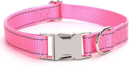Miniatura 20 de Love Dream Collar reflectante para perro con hebilla de metal, collar de nailon ajustable de seguridad con hebilla de liberación rápida resistente
