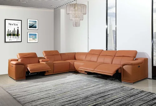 Miniatura 57 de BlackJack Furniture Venice - Juego de sofá reclinable seccional de cuero italiano de grano superior de 12 piezas con 4 reclinables eléctricos