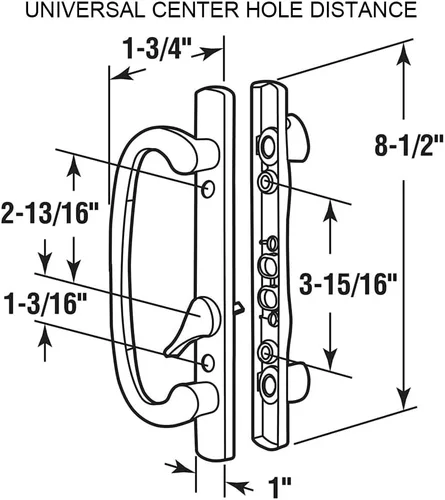 Miniatura 3 de ALLYWASAI Juego de manijas para puerta corredera de patio con cerradura de mortaja, cilindro de llave y pasador, juego de cerradura de manija