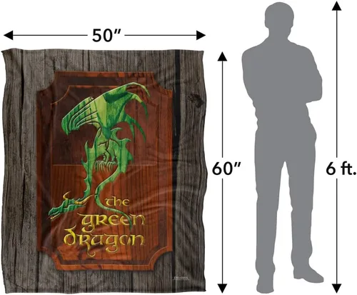 Miniatura 5 de Manta de The Lord of the Rings de 50 x 60 pulgadas, con signo de posada de dragón verde, tacto sedoso, súper suave Signo de Green Dragon Inn