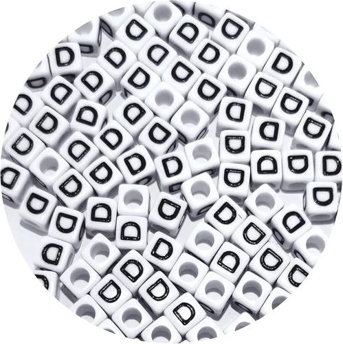 Miniatura 50 de Cuentas cuadradas de letras acrílicas de 0.236 x 0.236 pulgadas, cuentas A del alfabeto para pulseras, joyería, llavero DIY, 100