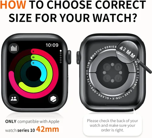 Miniatura 2 de Rontion - Juego de 6 fundas rígidas de policarbonato compatibles con Apple Watch Series 11/10 de 42 mm con protector de pantalla de vidrio templado