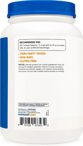 Miniatura 4 de Nutricost Proteína aislada de suero alimentado con hierba (sin sabor) 2 libras – Sin OMG, sin gluten, proteína pura