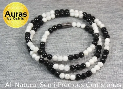 Miniatura 34 de Collar de cristal de obsidiana negra hecho a mano, collar de cuentas de piedras preciosas naturales auténticas, curación, protección, talismán mala