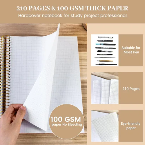 Miniatura 5 de FLYING EAGLE 8.5 x 11 Cuaderno de gráficos grande de papel en espiral, cuaderno de cuadrícula gráfica en espiral, 210 páginas, cuaderno de tapa dura