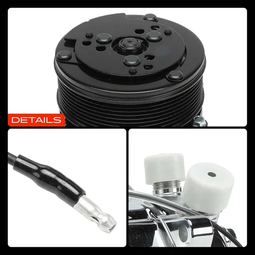 Miniatura 10 de A-Premium Compresor de aire acondicionado AC con embrague Compatible con Sanden 508, correa de 8 ranuras, cromado