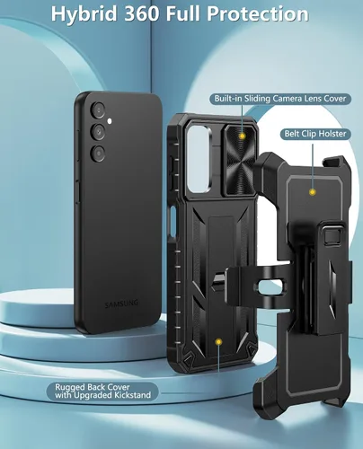Miniatura 3 de FNTCASE Case for Samsung Galaxy A14-5G: Military Grade Drop Proof Protection Rugged Protective A14 Cell Phone Cover with Belt Clip Holster Kickstand