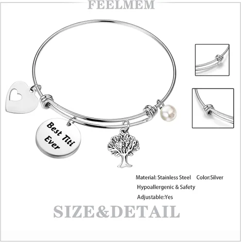 Miniatura 2 de Felmem - Pulsera de joyería familiar con la mejor titi Ever para abuela, regalo de aniversario, regalo de cumpleaños para Titi