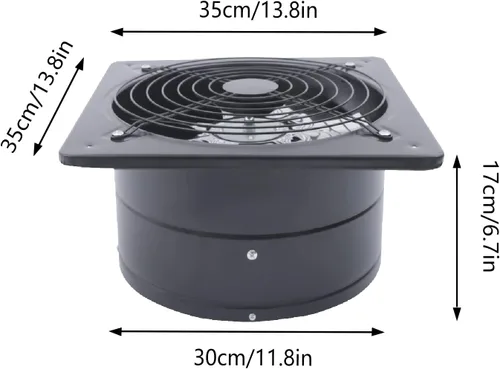 Miniatura 4 de Ventilador de escape industrial de 125 W, 12 pulgadas, ventilador de ventilación de pared, ventilador de ventilación silencioso, ventana de sótano