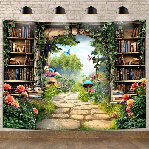 Miniatura 8 de Newsely Telón de Fondo Alicia en el País de las Maravillas para Fiesta de Té, Foto, 5Wx7H, Fotografía, Tablero de Ajedrez, Valla de Hierba Verde