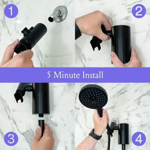 Miniatura 8 de Sproos! - Cabezal de ducha de mano con juego de filtro, sistema de filtración de alto rendimiento para un cabello y piel más saludables, manguera