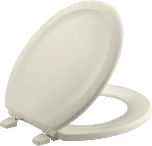 Miniatura 20 de Asiento para inodoro Kohler con tapa, de pino con molduras de madera y bisagras de plástico en color a tono, 4647-0 Blanco