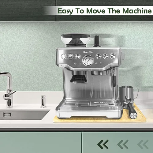 Miniatura 4 de Deslizador de electrodomésticos de bambú de gran tamaño mejorado para máquina de café espresso Breville Barista 870/878 – Bandeja deslizante debajo