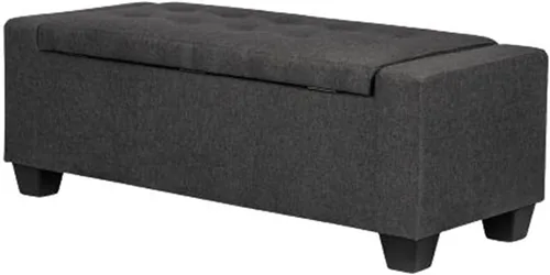 Miniatura 11 de Joveco Banco otomano de almacenamiento, banco de entrada copetudo con botones con remache, reposapiés para sala de estar y dormitorio (beige oscuro)
