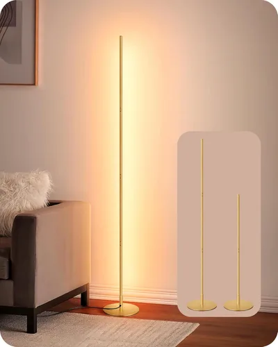 EDISHINE Lámpara de pie LED de esquina, moderna luz delgada y regulable, altura ajustable, lámpara alta minimalista de 57.5 pulgadas para sala de