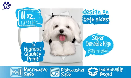 Miniatura 3 de Taza divertida de perro maltés – Taza de café divertida de cerámica – Regalo perfecto para amantes de los perros – Bonita taza de café novedosa
