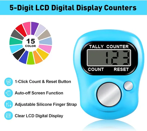 Miniatura 2 de Contador electrónico de dedos, pantalla digital electrónica, contador de clicker de cuentos de mano, contador digital de mano para contar números