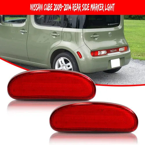 Miniatura 2 de Conjunto de carcasa de la lámpara de guardabarros de luz de marcador lateral trasero de lente roja compatible con NISSAN CUBE 26195-1FC0A 2009-2014