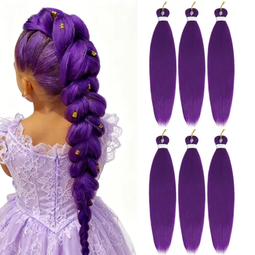 Miniatura 42 de Liang Dian Cabello para hacer trenzas, Cabello estirado para hacer trenzas, 12 pulgadas, 8 paquetes, color ombre púrpura, para sellar en agua
