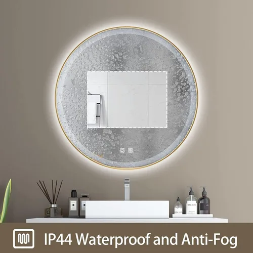 Miniatura 3 de SNUGACE Espejo de baño con iluminación LED, marco de metal negro, espejo de tocador de baño con 3 colores y antiniebla, 30 pulgadas (SVM-RLB30)