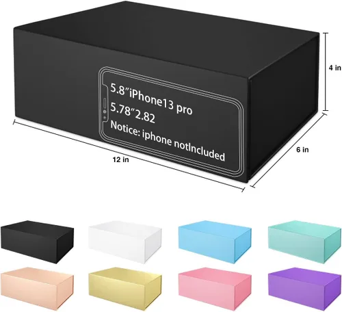 Miniatura 2 de Caja de regalo negra de 12" x 6" x 4" con tapa de cierre magnético, cajas de regalo para damas de honor, caja linda, caja de regalo de cumpleaños