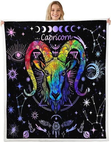 Miniatura 10 de Manfei Acuario - Manta de astrología trippy para niños y niñas, decoración de habitación de doce constelaciones, manta de forro polar suave