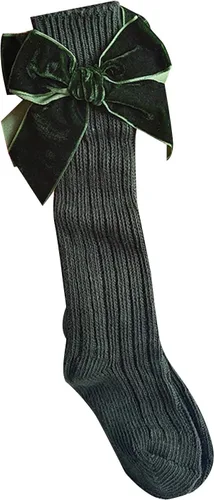 Miniatura 4 de Kayotuas Calcetines altos hasta la rodilla con lazos, calcetines de uniforme con volantes de tubo largo, calcetines de punto acanalado para bebés