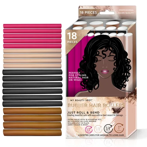Miniatura 14 de My Beauty Spot Flexi Rods - Rodillos de espuma de 1 pulgada de diámetro, calidad profesional de salón, 10 rodillos de goma para cabello largo, Azul