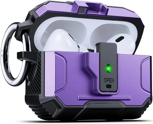 Miniatura 43 de DASFOND - Funda de armadura para AirPods de 2ª y 1ª generación, carcasa de cuerpo completo de grado militar a prueba de golpes, soporte de carga