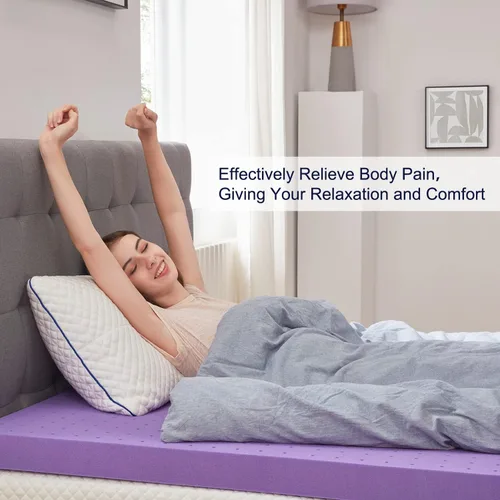 Miniatura 6 de SINWEEK Cubrecolchón de espuma viscoelástica de gel de 3 pulgadas, ventilado, suave, para aliviar la presión, transpirable, certificado CertiPUR-US