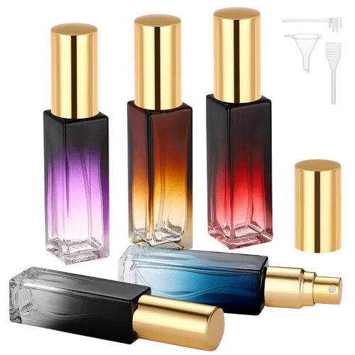 Miniatura 25 de Botellas de perfume Segbeauty para viaje, recargables, de 10 ml, contenedores de perfume de vidrio con embudo y pipeta, 5 unidades, 10