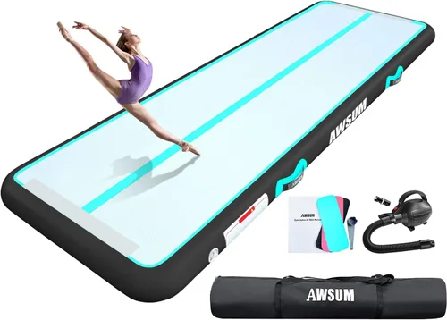 Miniatura 12 de AWSUM Tapete inflable de gimnasia de aire de 10 pies, 13 pies, 16 pies, 20 pies, 23 pies tapete de entrenamiento de 4/8 pulgadas de grosor con bomba
