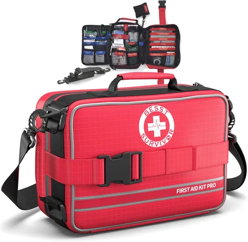 Miniatura 8 de Besst Survivor Mini botiquín de primeros auxilios, pequeño kit médico de carcasa dura impermeable con compartimentos para camping, senderismo